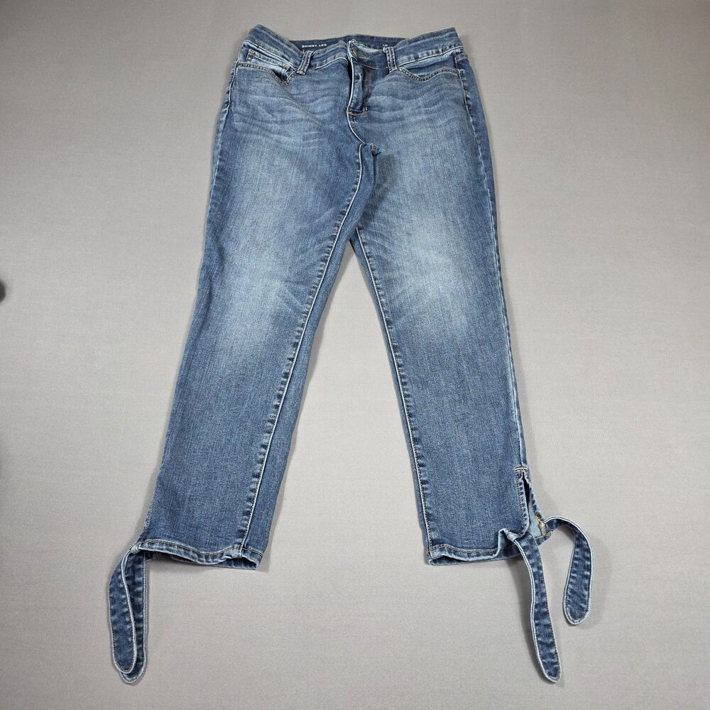 St John's Bay Skinny Jeans Women's Size 10 With Tie Ankle Leg - Tie Hem